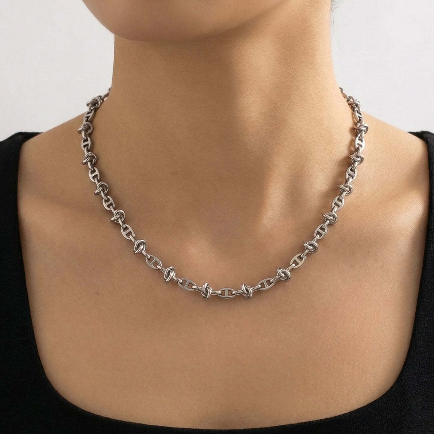 Handmade Titanium Steel Heart Shape Bracelets For Women With Cuban Link Chain Curb Chain Jewelry Set