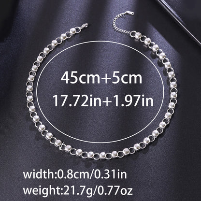 Handmade Heart Shape Jewelry Set For Women In Titanium Steel With Cuban Link Chain Curb Chain, 1 Set