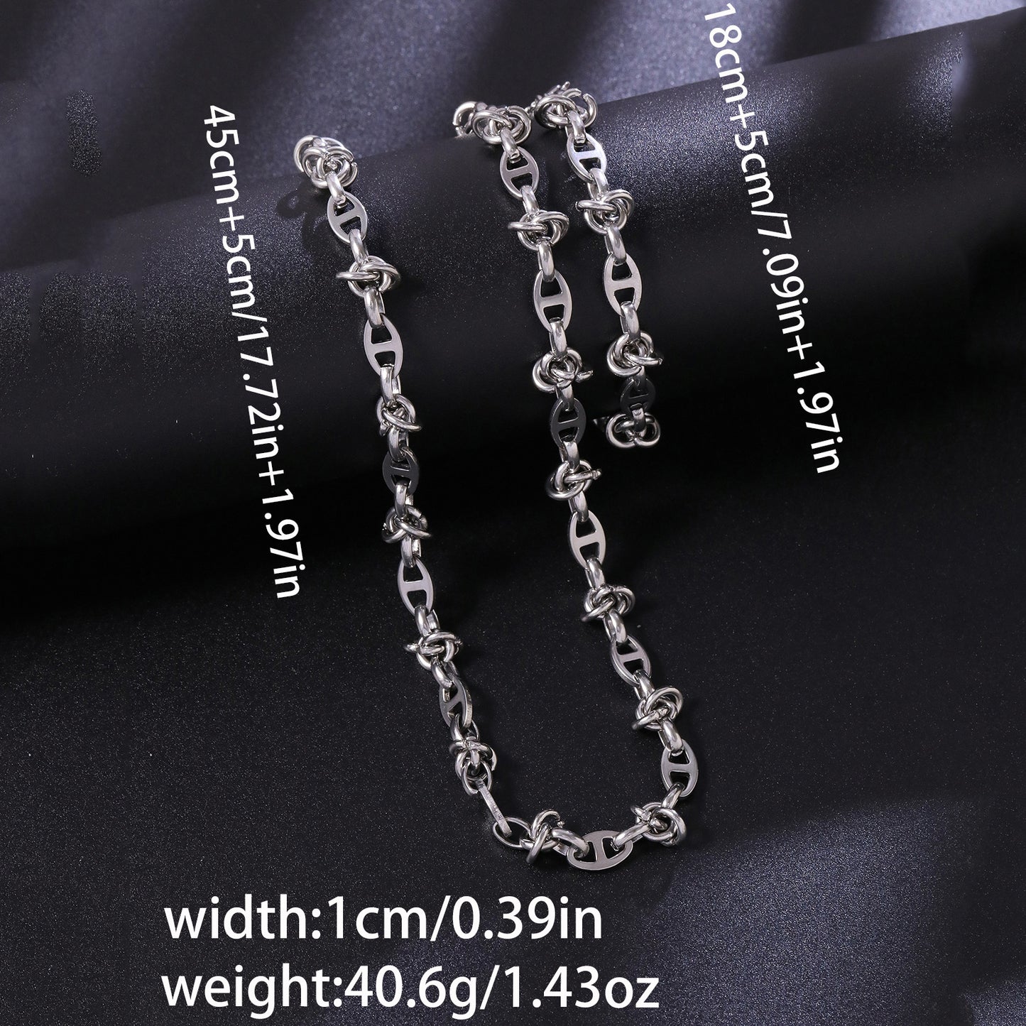 Handmade Titanium Steel Heart Shape Bracelets For Women With Cuban Link Chain Curb Chain Jewelry Set