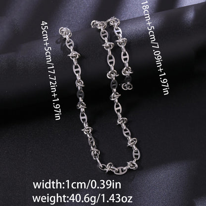 Handmade Titanium Steel Heart Shape Bracelets For Women With Cuban Link Chain Curb Chain Jewelry Set