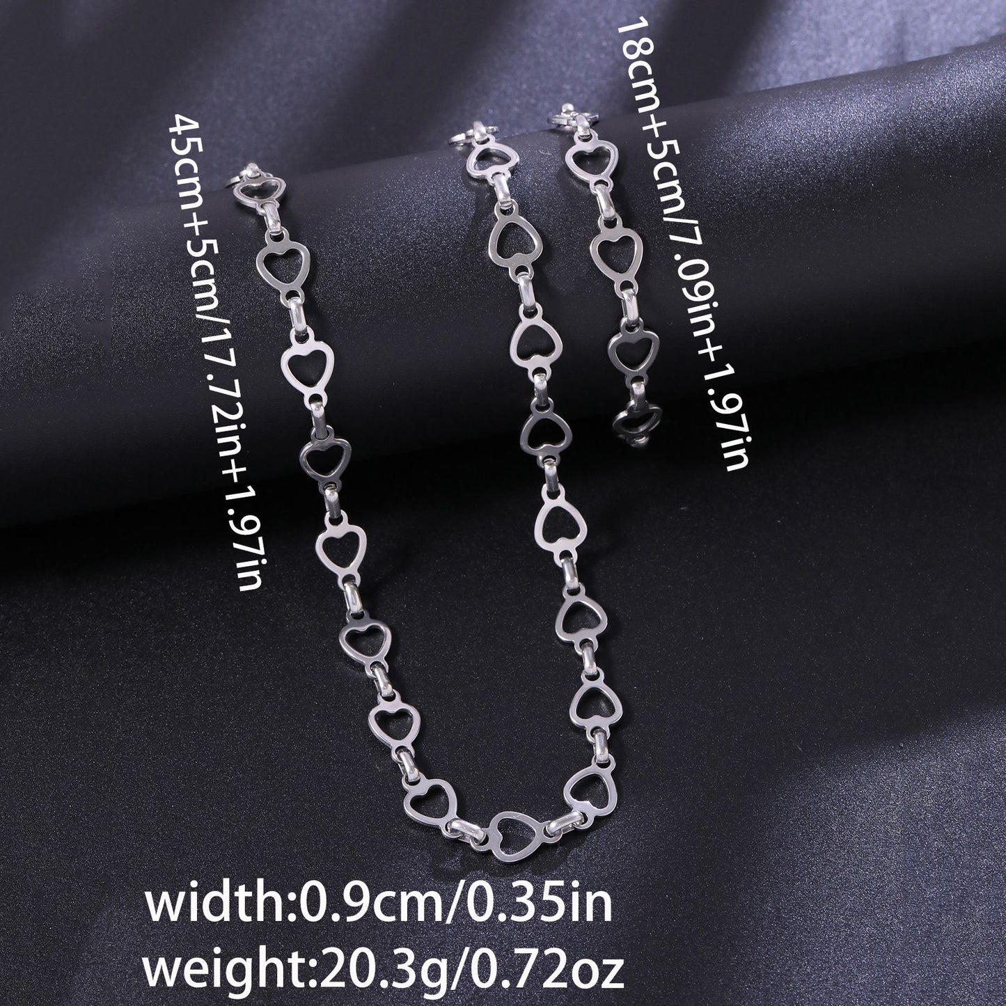 Handmade Heart Shape Jewelry Set For Unisex Featuring Titanium Steel With Cuban Link Chain Curb Chain
