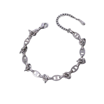 Handmade Titanium Steel Heart Shape Bracelets For Women With Cuban Link Chain Curb Chain Jewelry Set