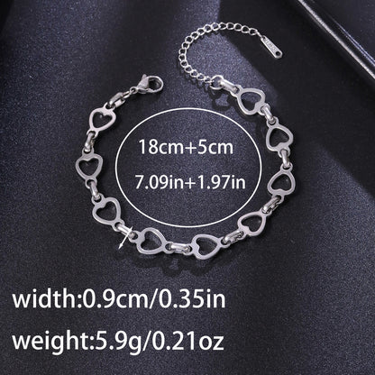 Handmade Heart Shape Jewelry Set For Unisex Featuring Titanium Steel With Cuban Link Chain Curb Chain