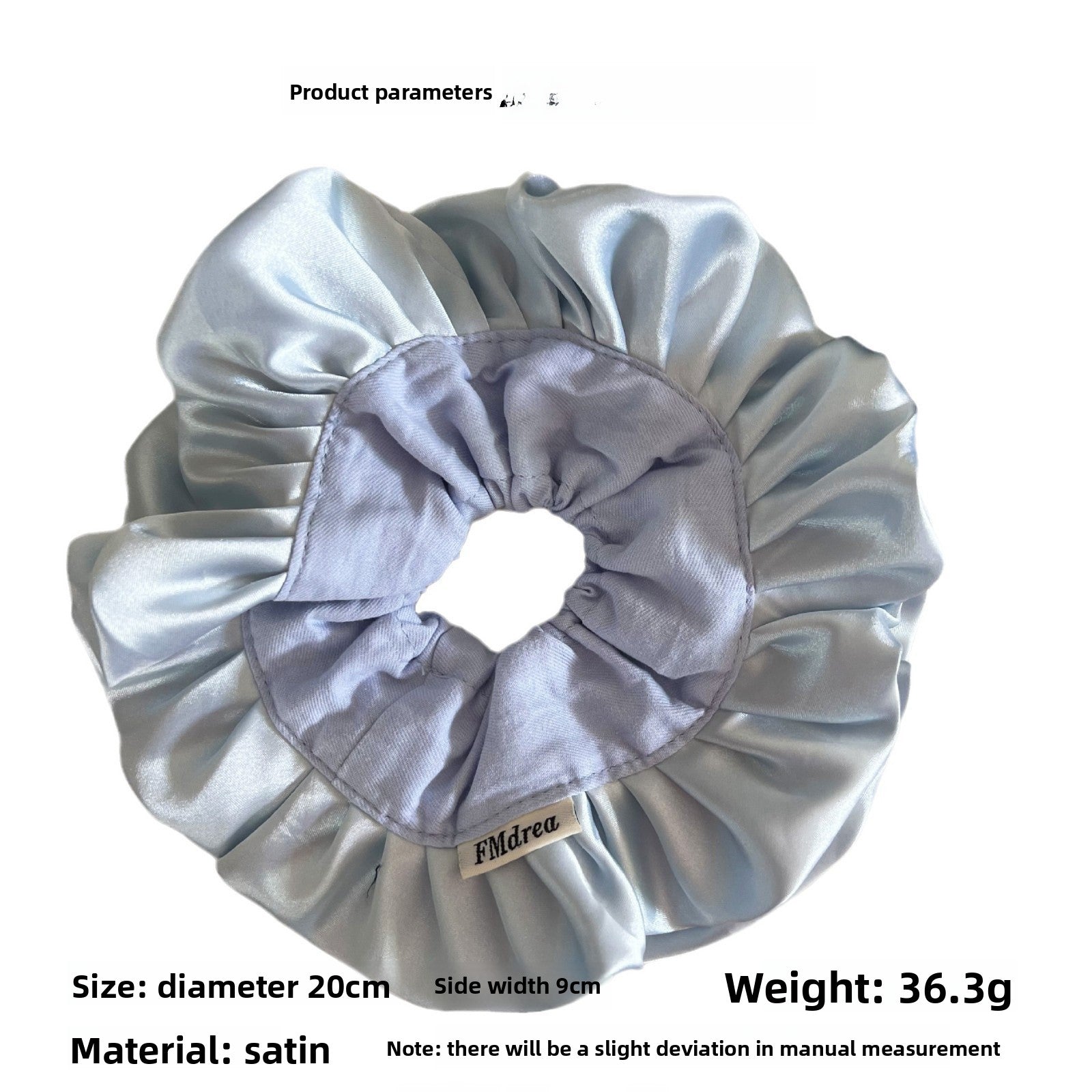 French Style Ruffle Scrunchie Hair Tie In Light Blue Cloth