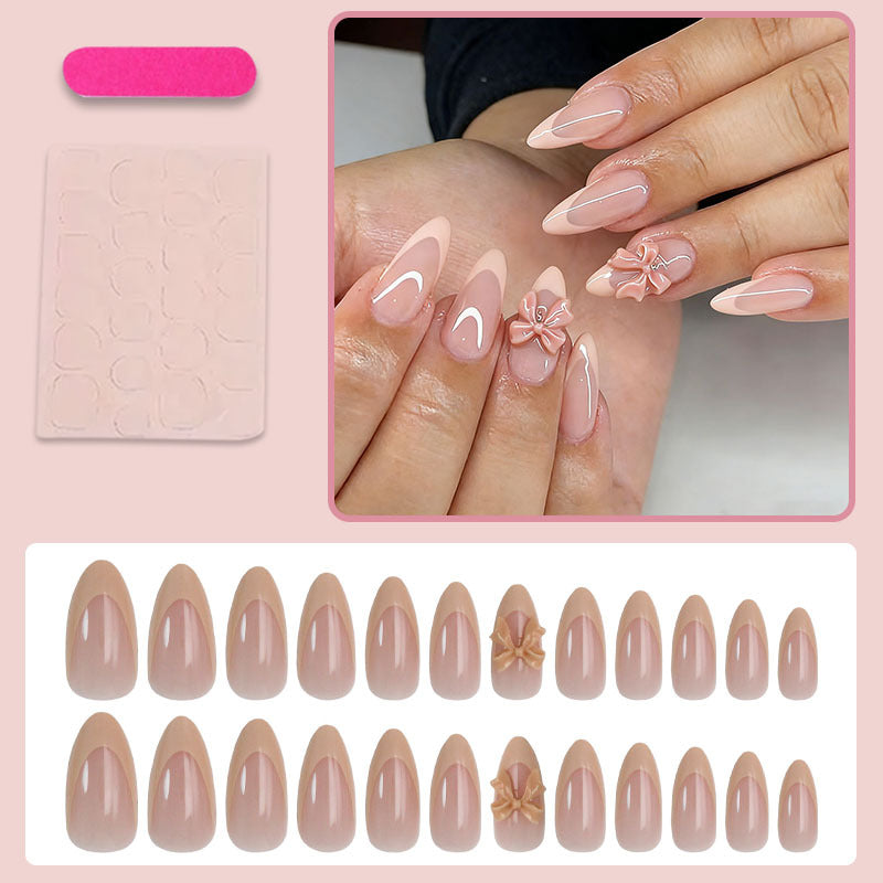 Sweet Style Bow Tie Press-On Nails For Easy Nail Art Application