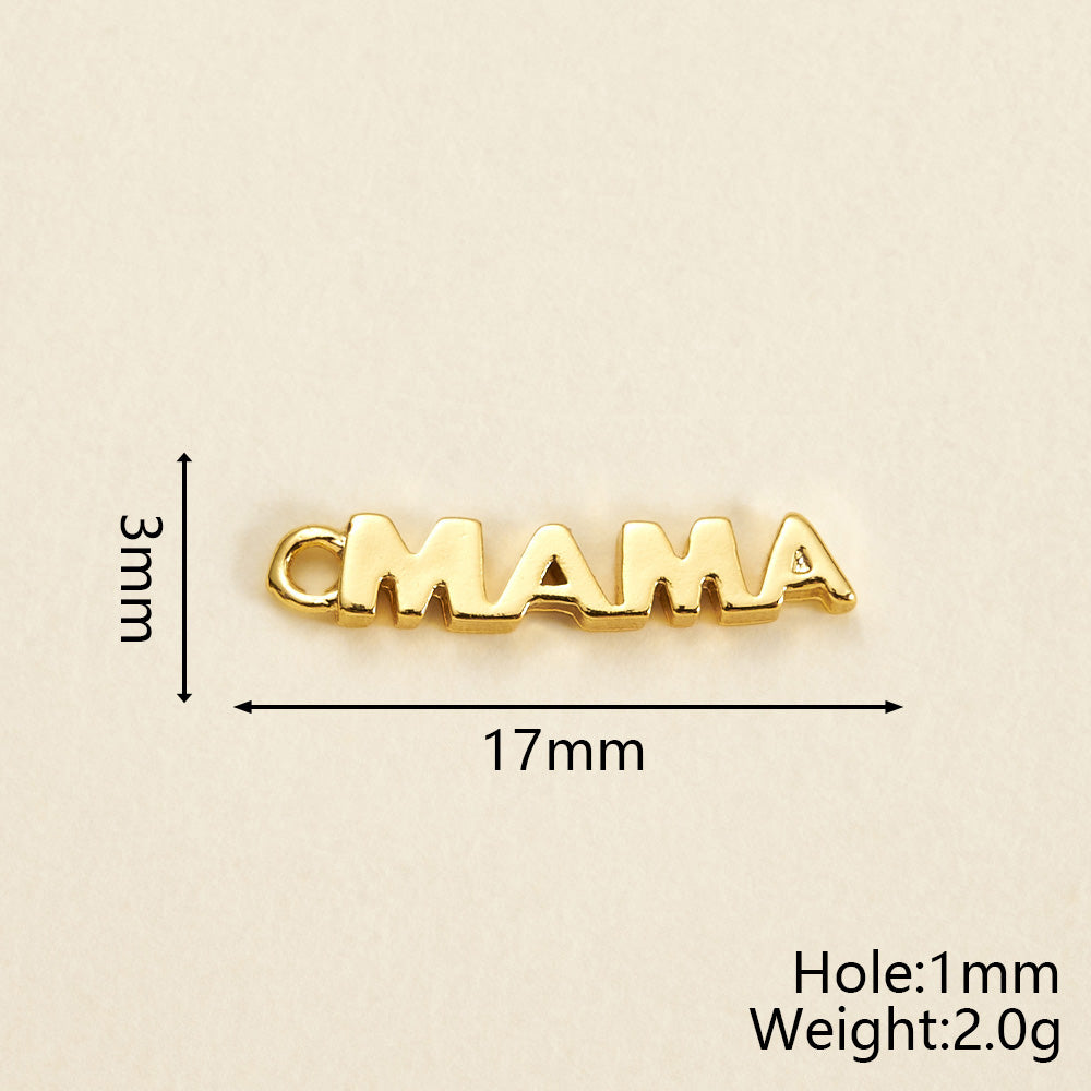 Letter Pendant 18K Gold Plated Copper With Zircon, 0.05-0.08µm Thickness, 1 Pc