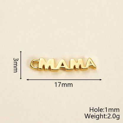 Letter Pendant 18K Gold Plated Copper With Zircon, 0.05-0.08µm Thickness, 1 Pc