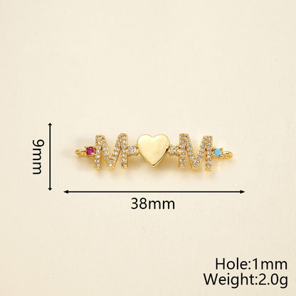 Letter Pendant 18K Gold Plated Copper With Zircon, 0.05-0.08µm Thickness, 1 Pc