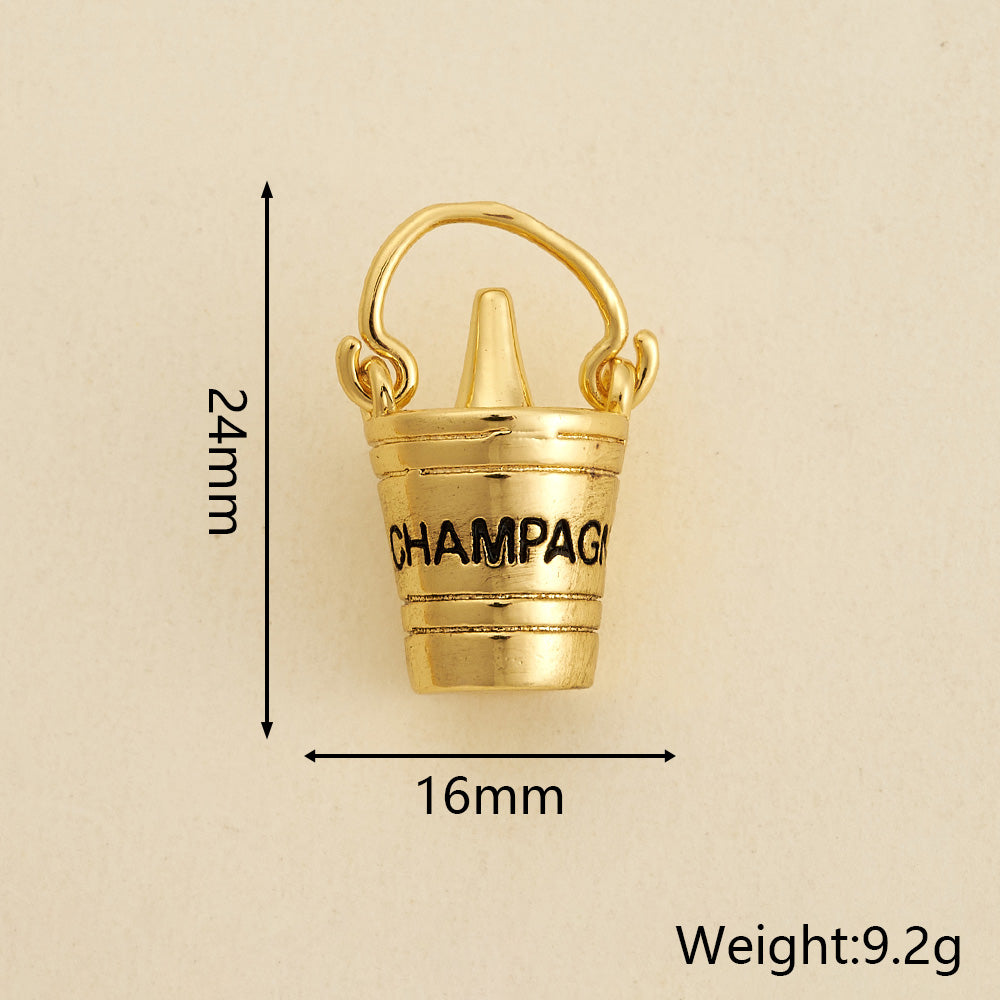 Letter Pendant 18K Gold Plated Copper With Zircon, 0.05-0.08µm Thickness, 1 Pc
