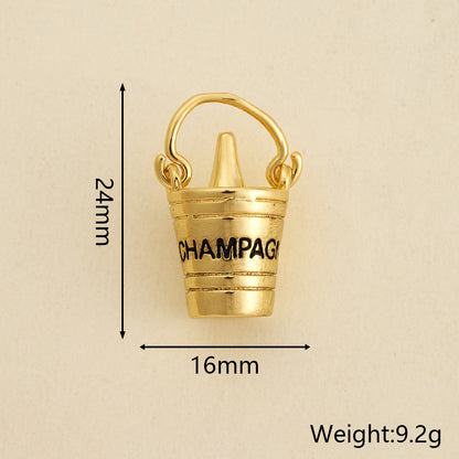 Letter Pendant 18K Gold Plated Copper With Zircon, 0.05-0.08µm Thickness, 1 Pc