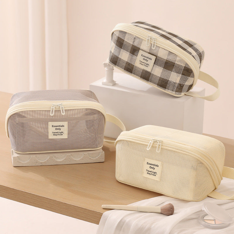Lattice Net Cosmetic Bag Featuring Durable Design For Easy Storage And Travel