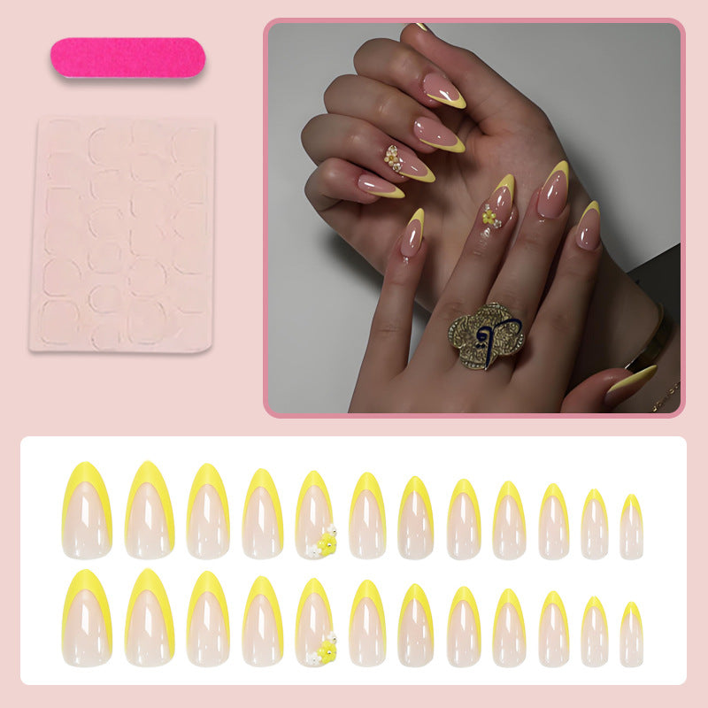 French Style Flowers Pattern Nail Tips For Elegant Manicure