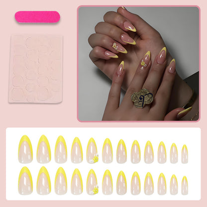 French Style Flowers Pattern Nail Tips For Elegant Manicure