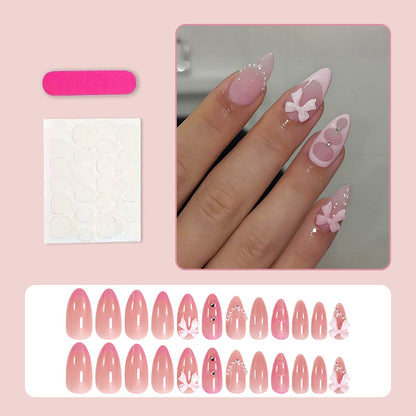 French Style Bow Tie Nail Tips For Elegant Nail Art