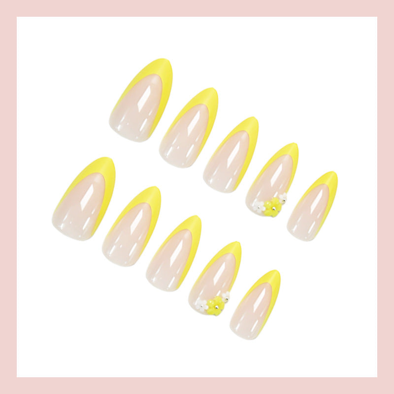 French Style Flowers Pattern Nail Tips For Elegant Manicure
