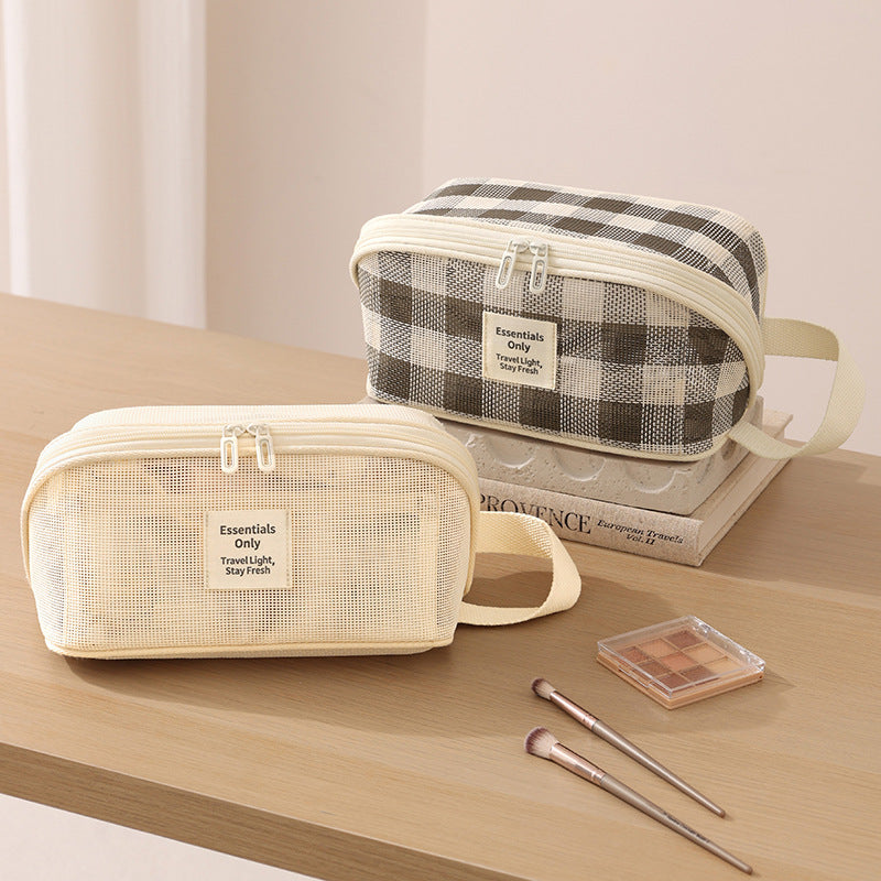 Lattice Net Cosmetic Bag Featuring Durable Design For Easy Storage And Travel