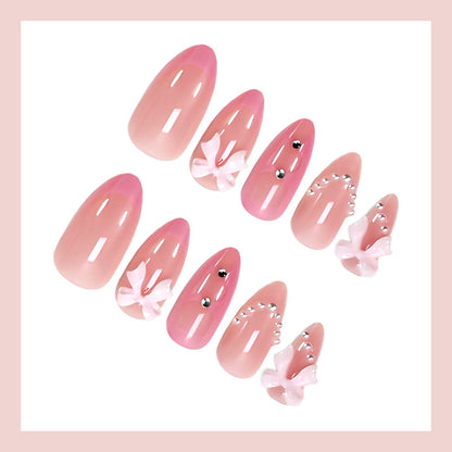 French Style Bow Tie Nail Tips For Elegant Nail Art