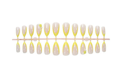 French Style Flowers Pattern Nail Tips For Elegant Manicure