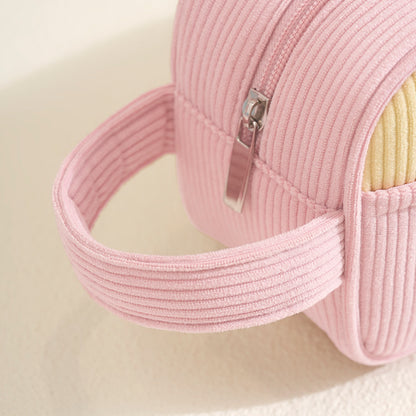 Color Block Corduroy Cosmetic Bag For Women, Stylish And Durable Makeup Pouch