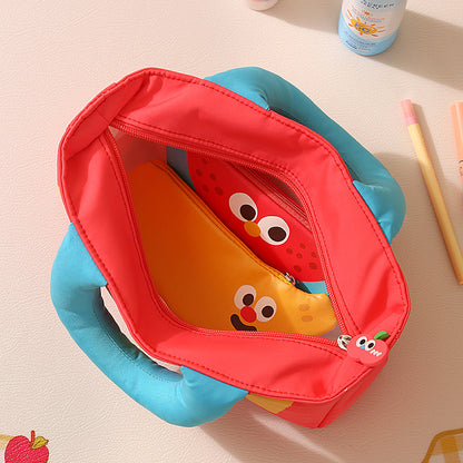 Cartoon Oxford Cloth Cosmetic Bag With Top Handle For Easy Carrying