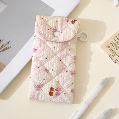 Floral Cloth Eyeglasses Case In Rose Red, Stylish And Durable Eyewear Accessory
