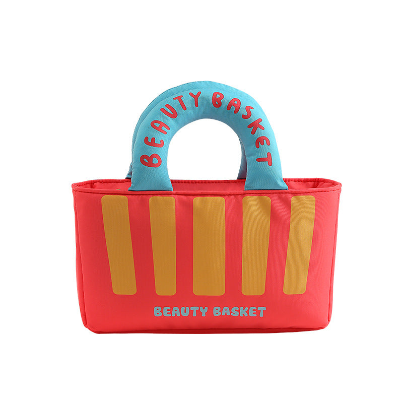 Cartoon Oxford Cloth Cosmetic Bag With Top Handle For Easy Carrying