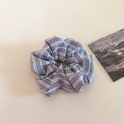 Plaid New Style Cloth Checkered Scrunchies In Light Blue Hair Tie