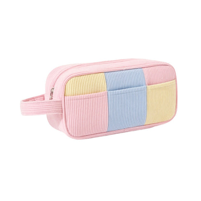 Color Block Corduroy Cosmetic Bag For Women, Stylish And Durable Makeup Pouch