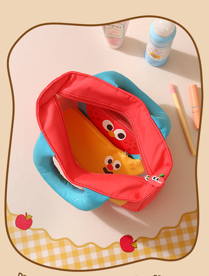 Cartoon Oxford Cloth Cosmetic Bag With Top Handle For Easy Carrying