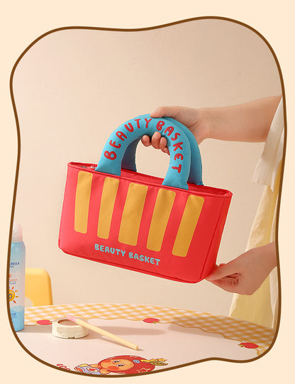 Cartoon Oxford Cloth Cosmetic Bag With Top Handle For Easy Carrying