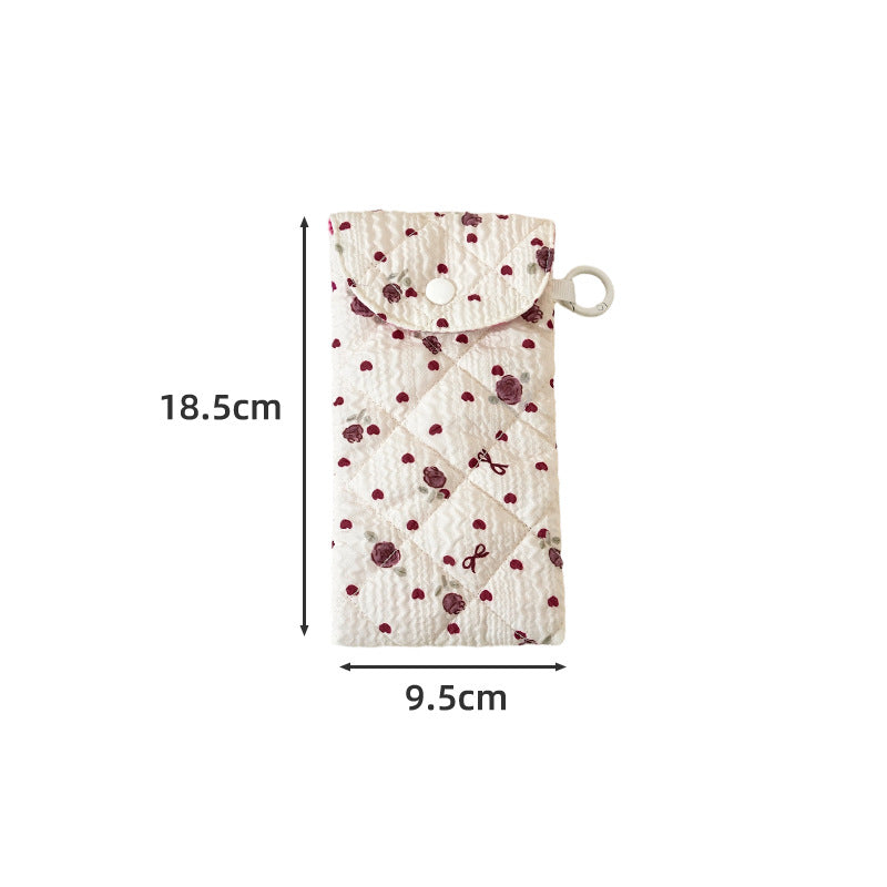 Floral Cloth Eyeglasses Case In Rose Red, Stylish And Durable Eyewear Accessory