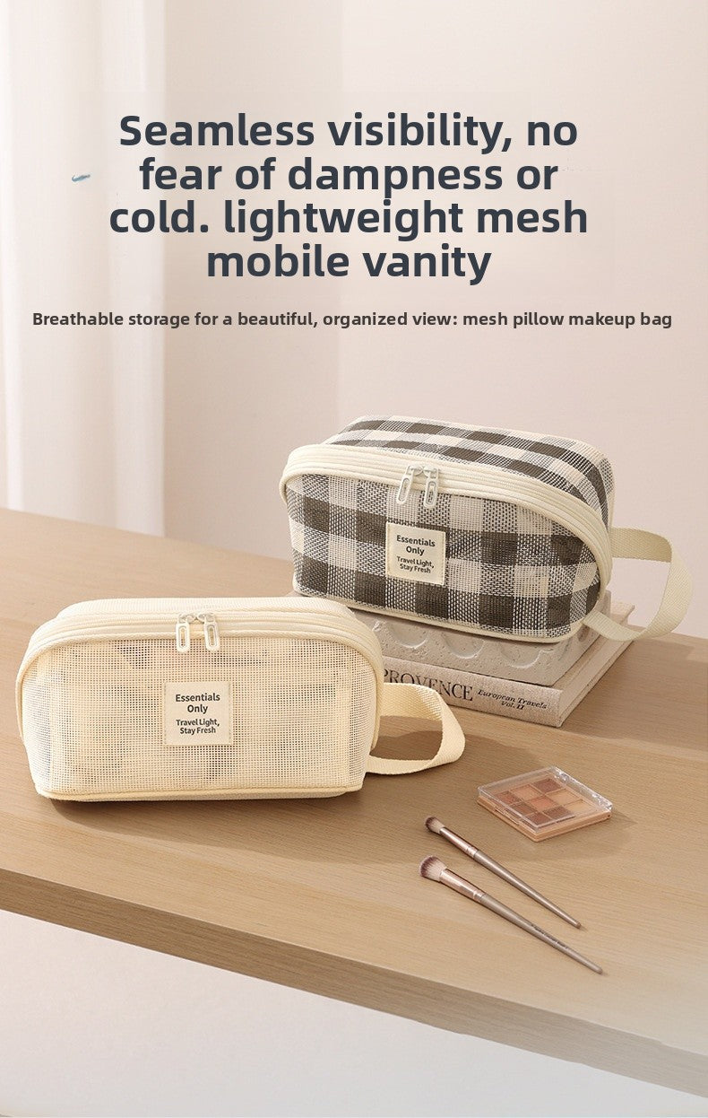 Lattice Net Cosmetic Bag Featuring Durable Design For Easy Storage And Travel