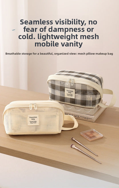 Lattice Net Cosmetic Bag Featuring Durable Design For Easy Storage And Travel