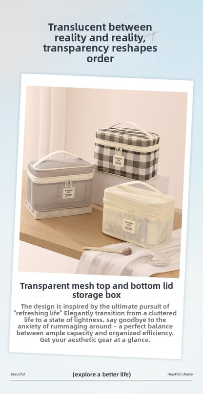 Lattice Cosmetic Bag In Stylish Design For Convenient Storage