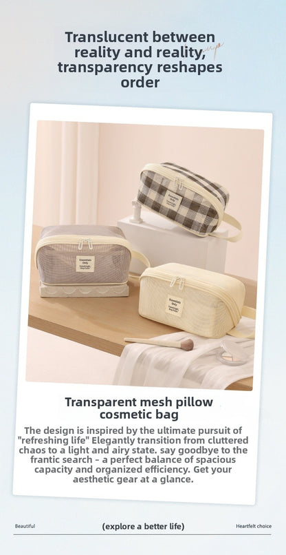 Lattice Net Cosmetic Bag Featuring Durable Design For Easy Storage And Travel
