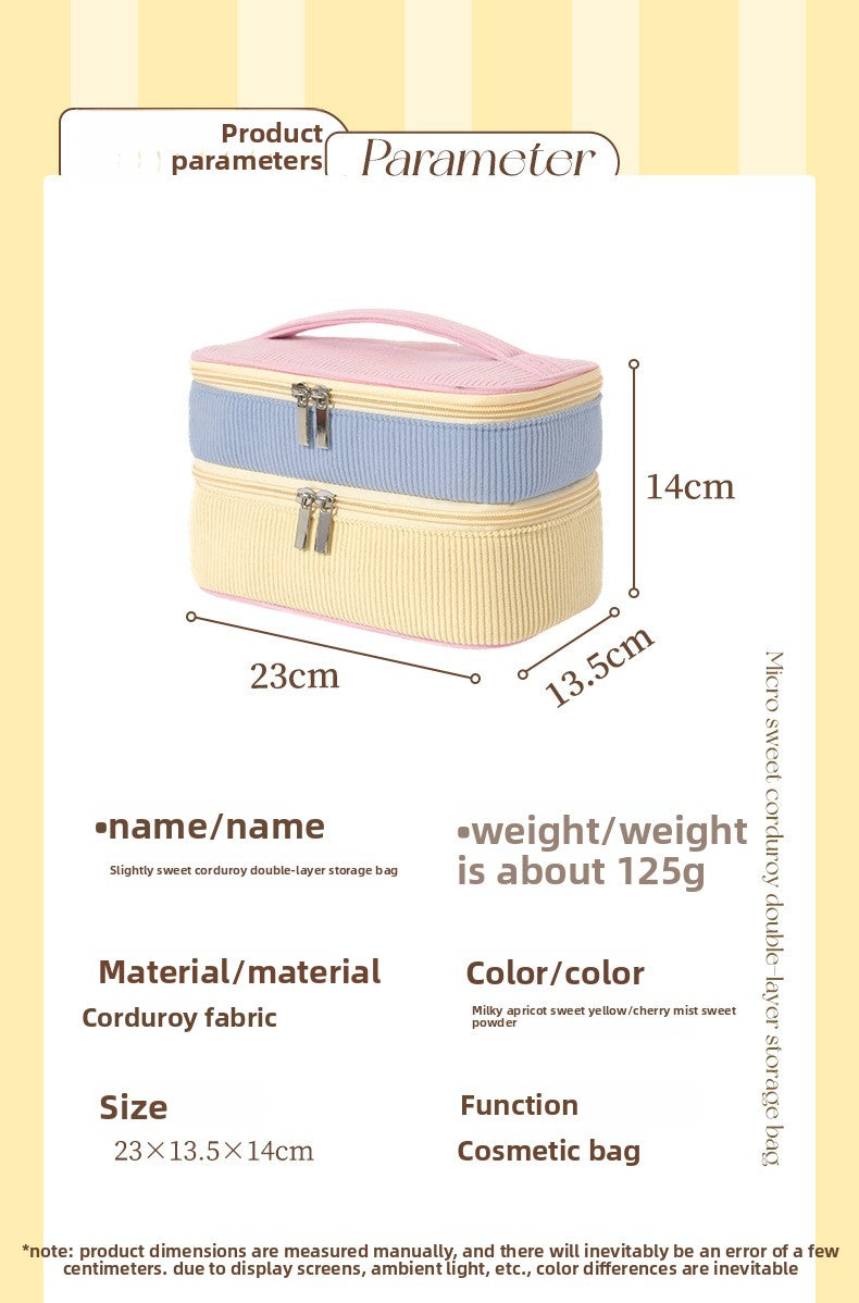 Color Block Corduroy Cosmetic Bag With Stylish Design