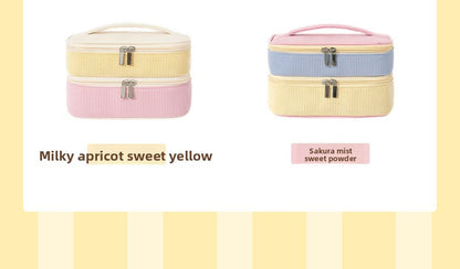 Color Block Corduroy Cosmetic Bag With Stylish Design