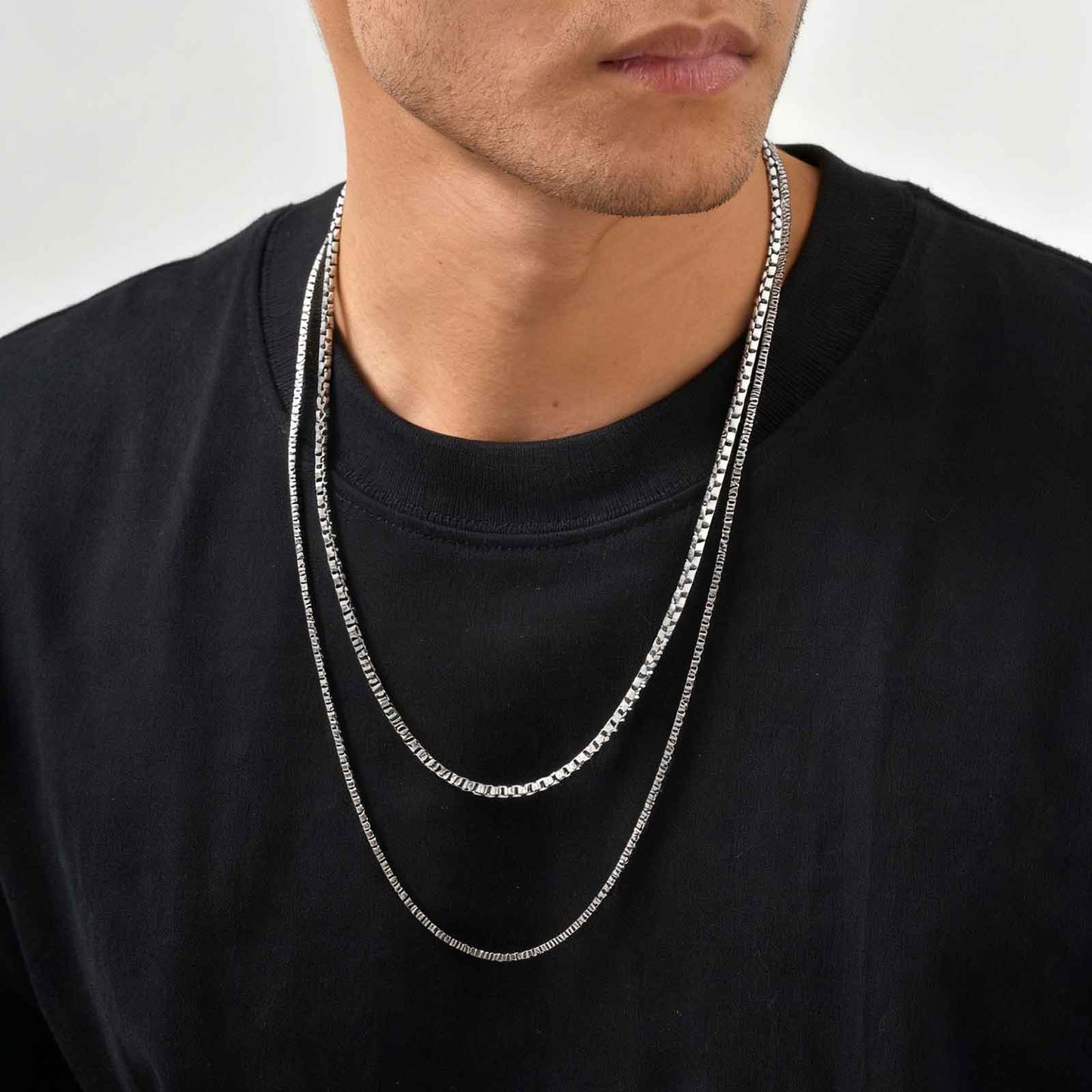 Solid Color Necklace For Unisex Featuring Waterproof Non Tarnish 201 Stainless Steel With 18K Real Gold Plated Box Chain