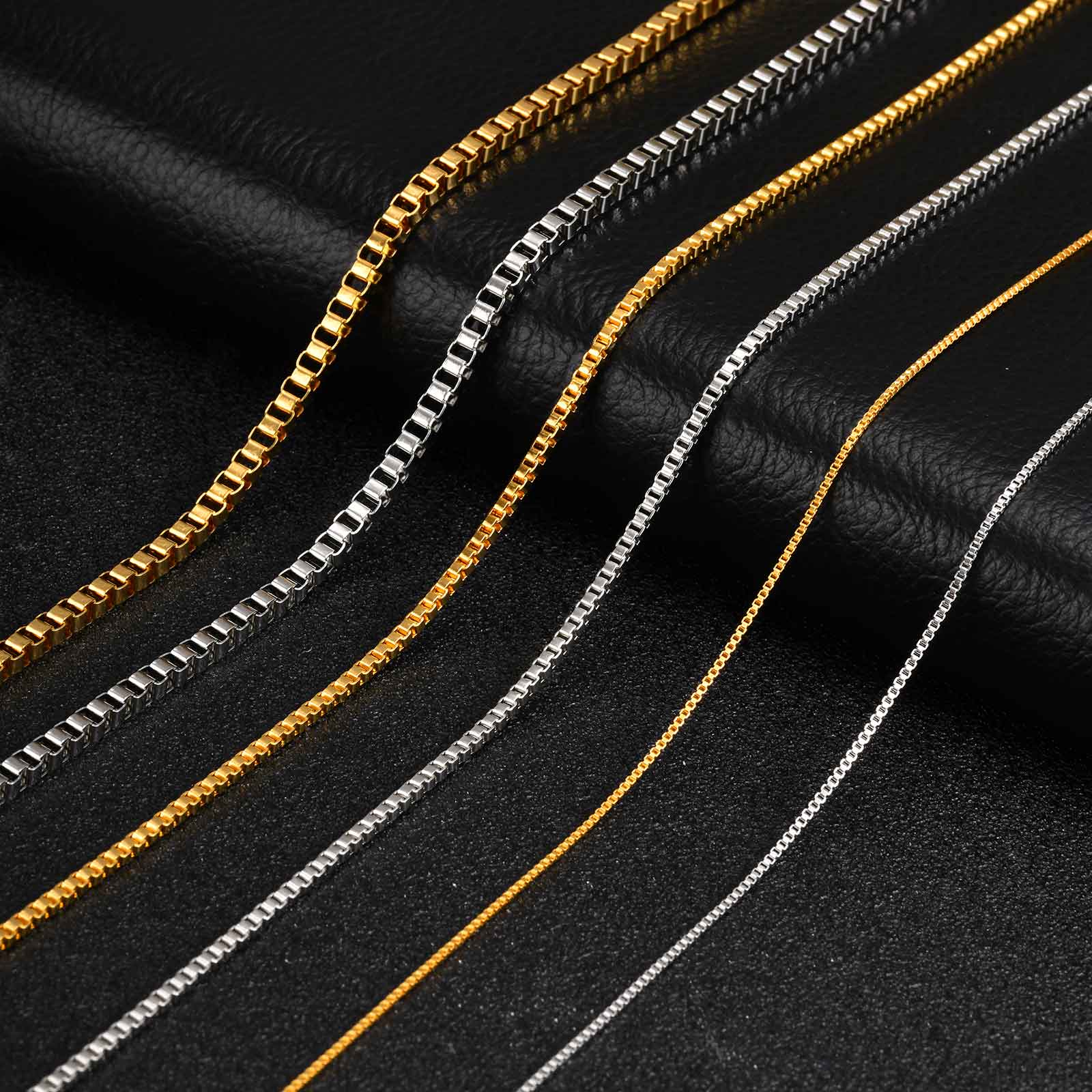 Solid Color Necklace For Unisex Featuring Waterproof Non Tarnish 201 Stainless Steel With 18K Real Gold Plated Box Chain