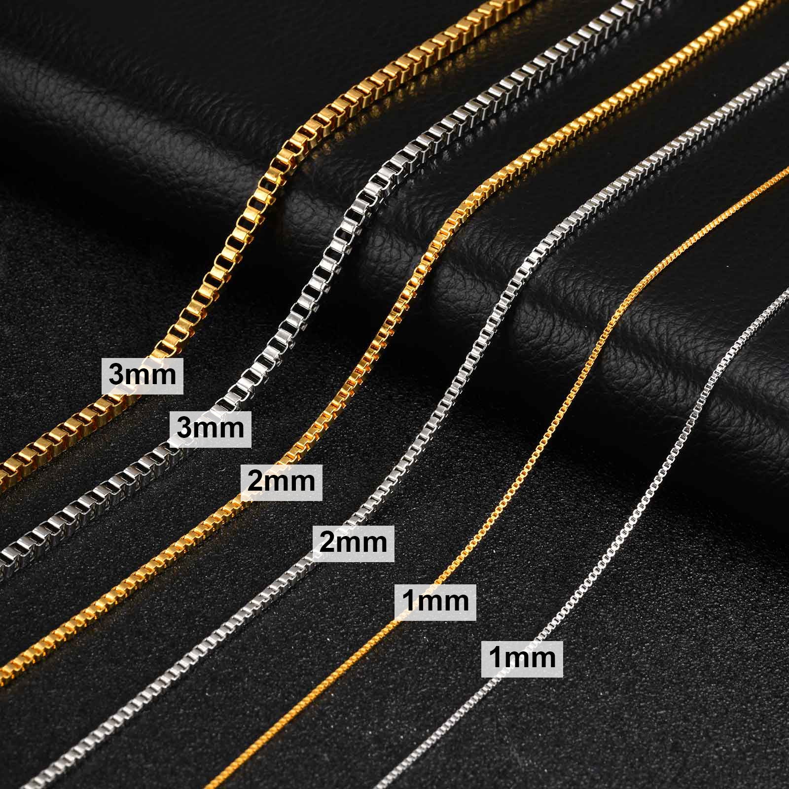 Solid Color Necklace For Unisex Featuring Waterproof Non Tarnish 201 Stainless Steel With 18K Real Gold Plated Box Chain