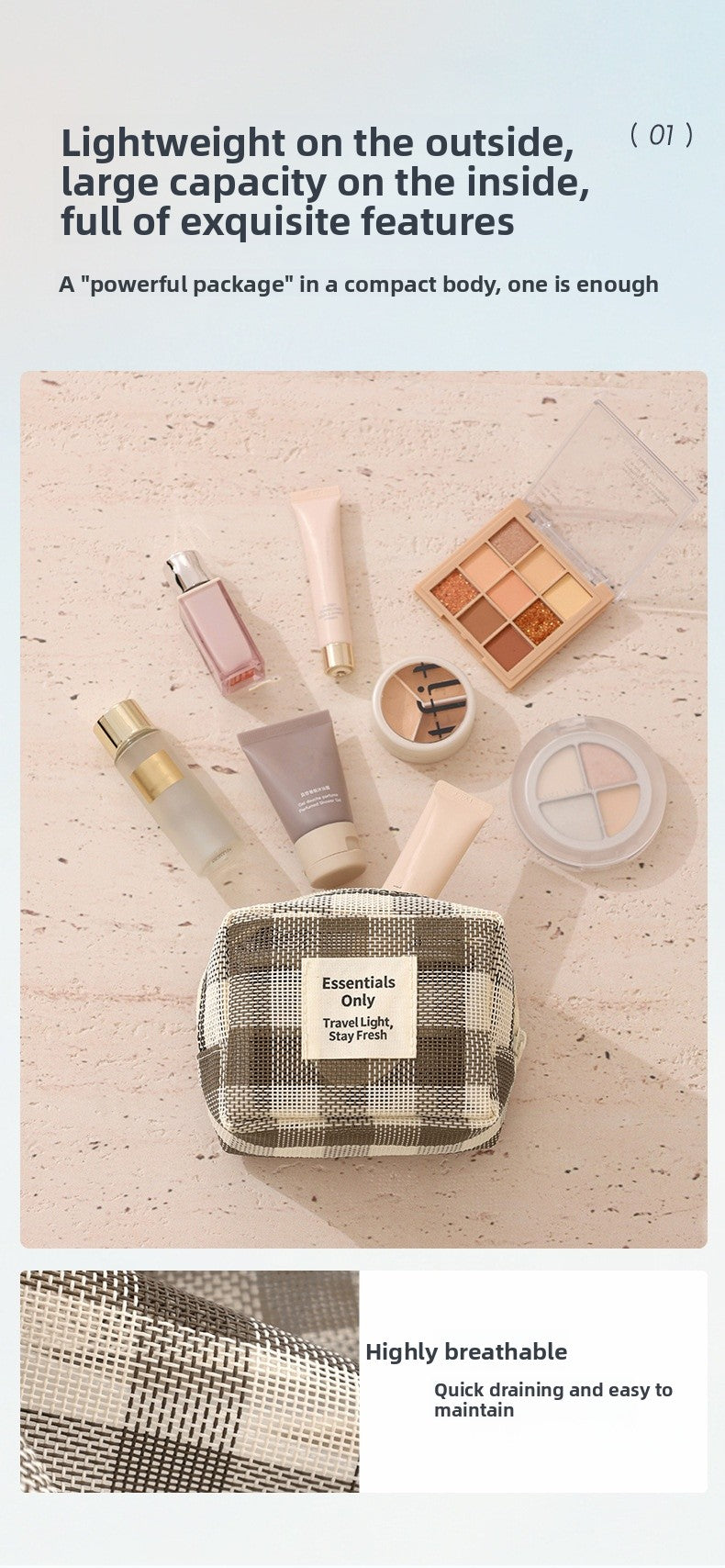 Lattice Cosmetic Bag Featuring Stylish Design For Convenient Storage