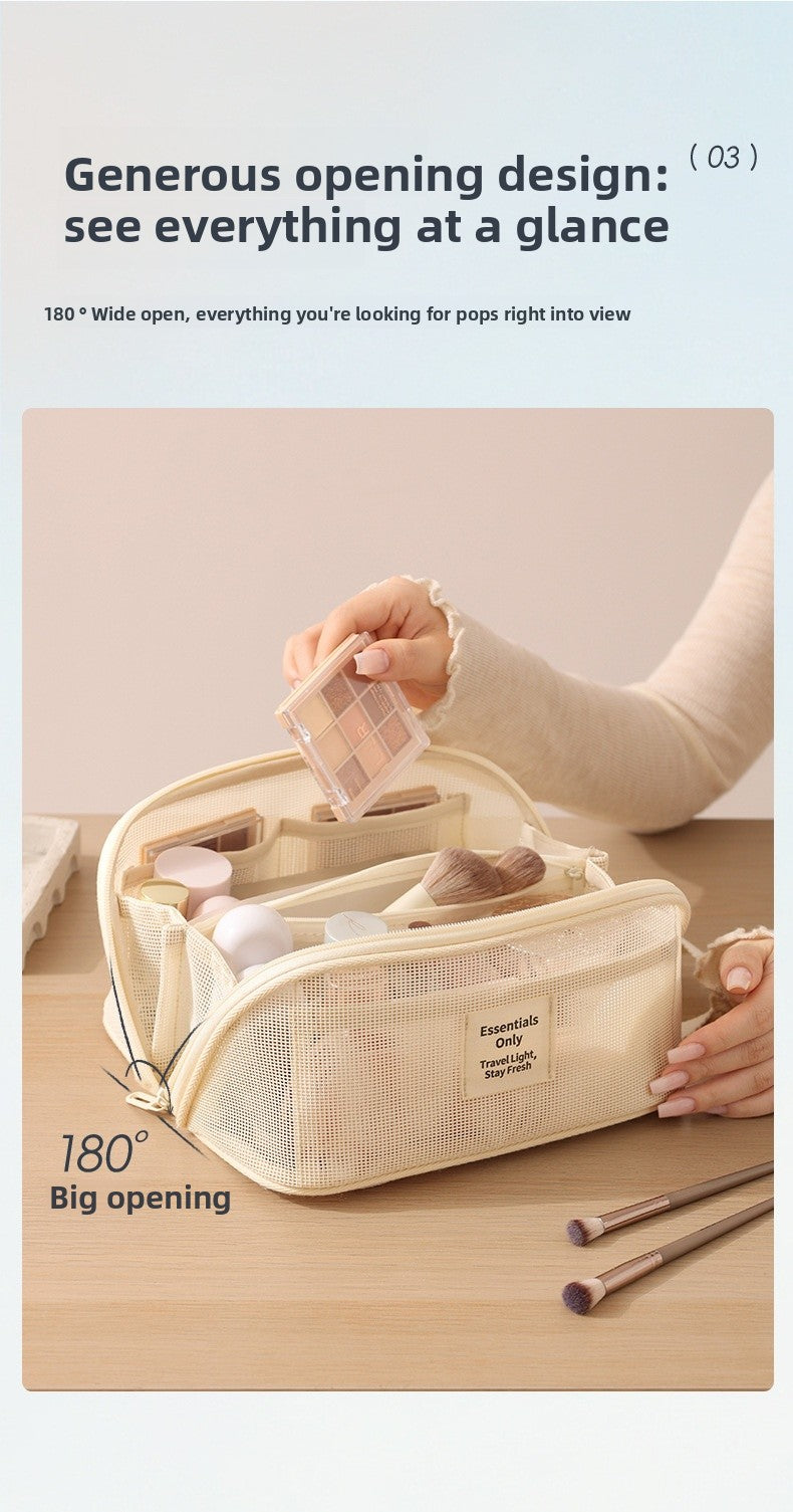 Lattice Net Cosmetic Bag Featuring Durable Design For Easy Storage And Travel