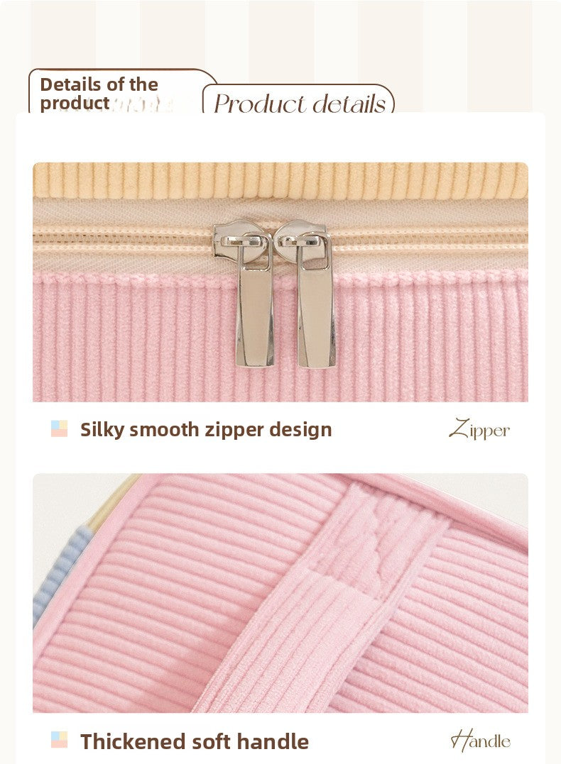 Color Block Corduroy Cosmetic Bag With Stylish Design