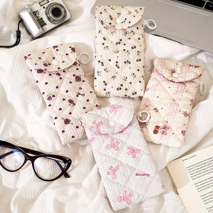 Floral Cloth Eyeglasses Case In Rose Red, Stylish And Durable Eyewear Accessory