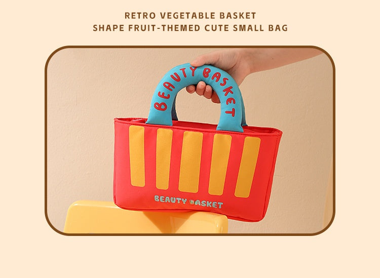 Cartoon Oxford Cloth Cosmetic Bag With Top Handle For Easy Carrying