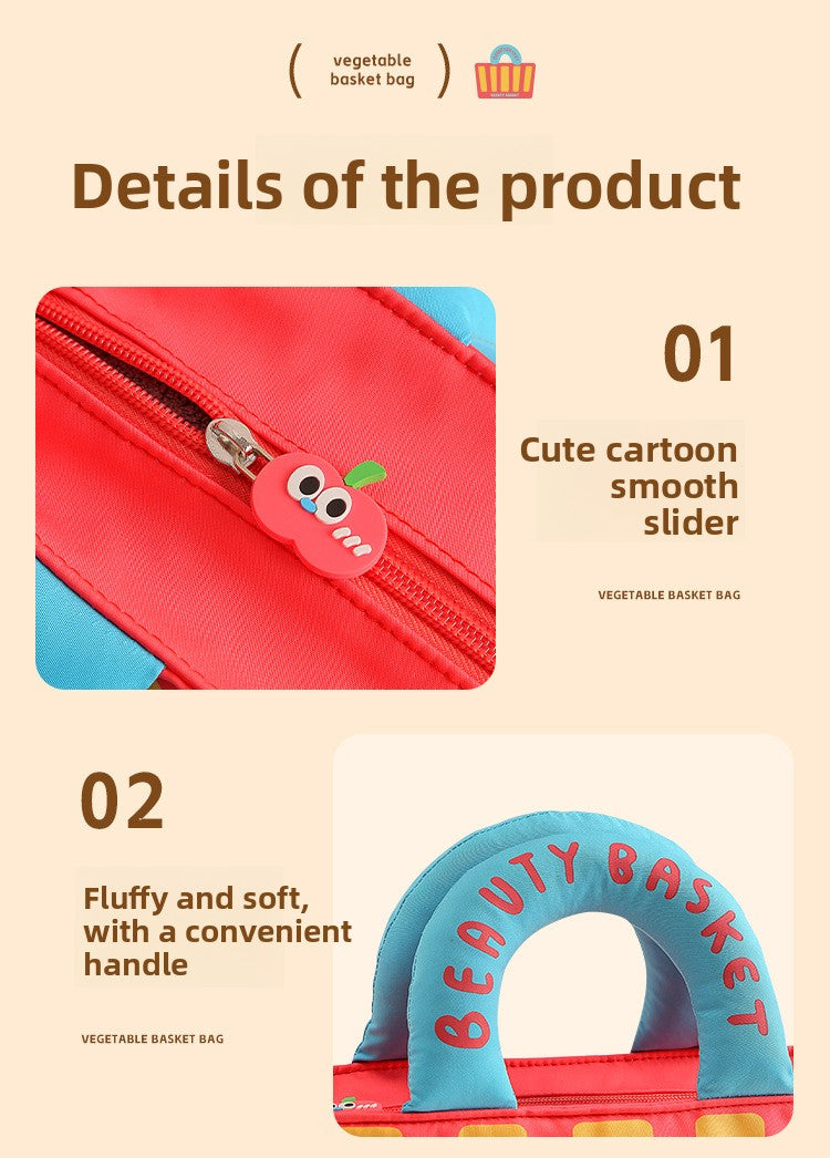 Cartoon Oxford Cloth Cosmetic Bag With Top Handle For Easy Carrying