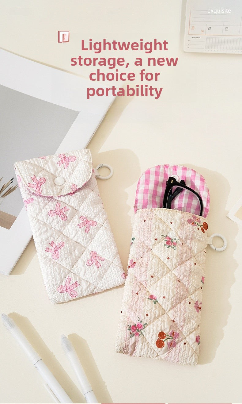 Floral Cloth Eyeglasses Case In Rose Red, Stylish And Durable Eyewear Accessory