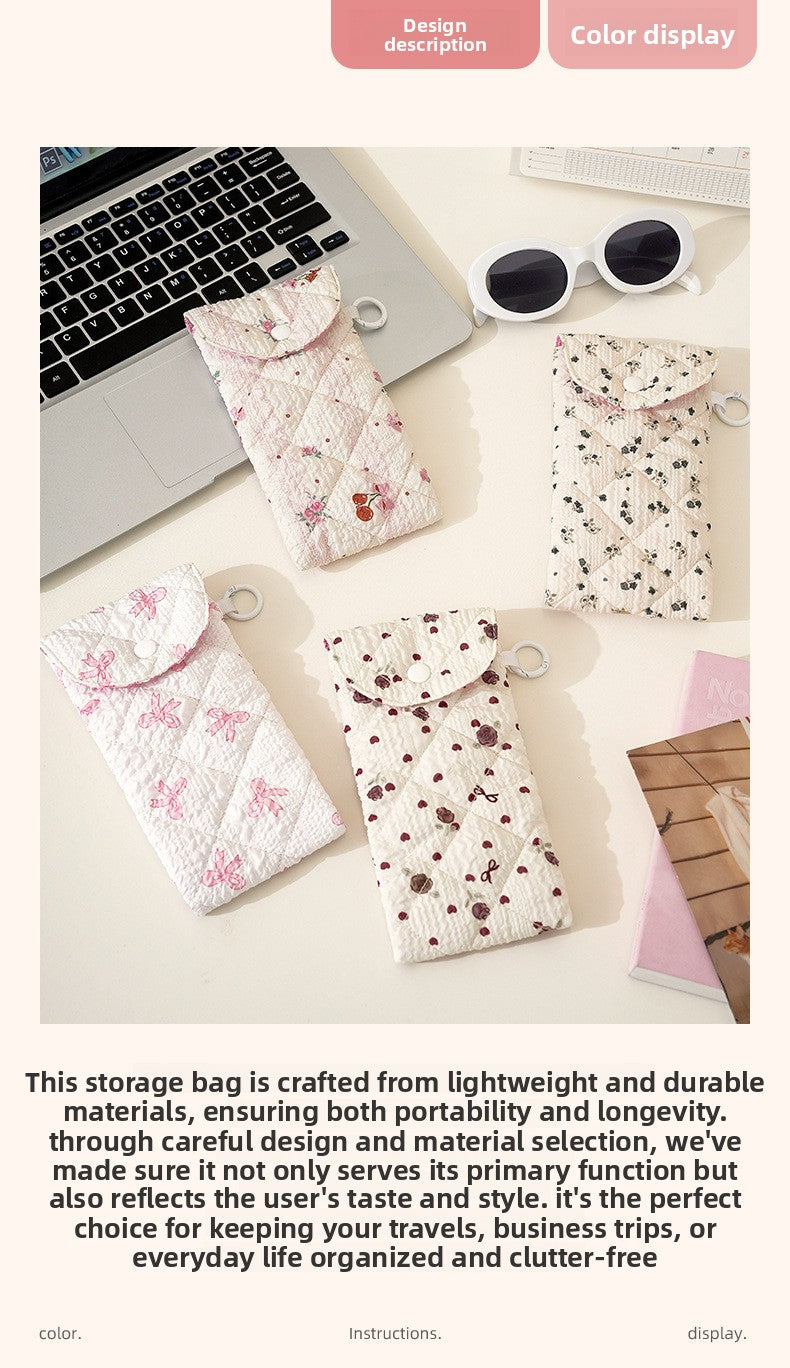 Floral Cloth Eyeglasses Case In Rose Red, Stylish And Durable Eyewear Accessory