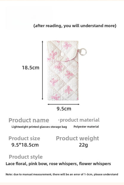 Floral Cloth Eyeglasses Case In Rose Red, Stylish And Durable Eyewear Accessory