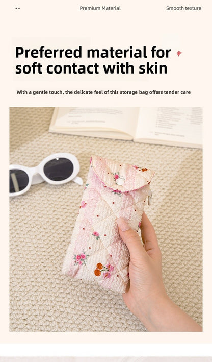 Floral Cloth Eyeglasses Case In Rose Red, Stylish And Durable Eyewear Accessory